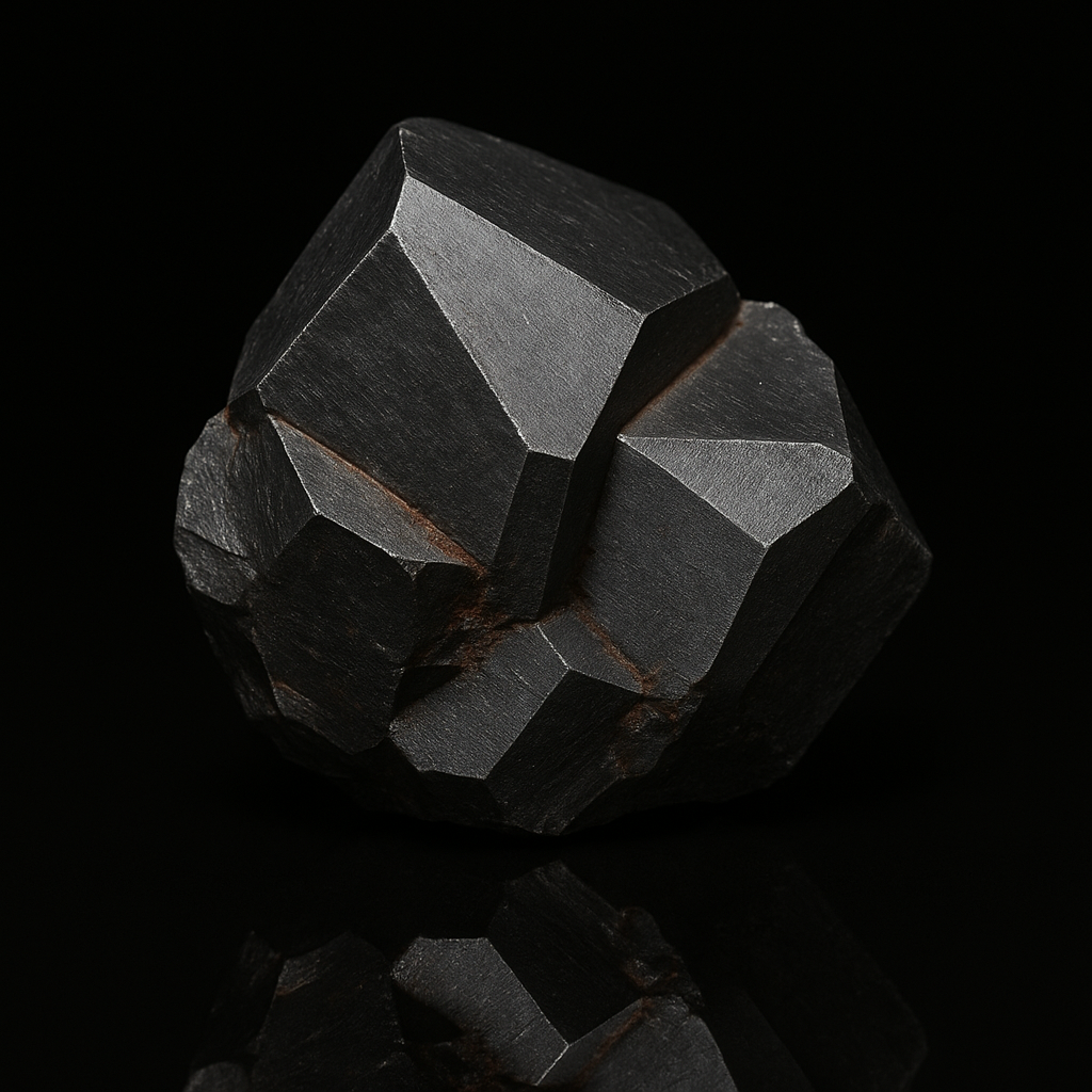 Raw Hematite specimen on a black reflective surface